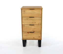 Core Products 4 Drawer Narrow Chest Of Drawers - Antique Waxed Pine, H90.3Cm X W45.0Cm X D39.5Cm - thumbnail 5