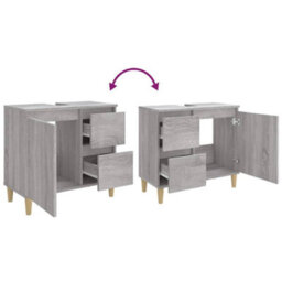 Berkfield Bathroom Cabinet Grey Sonoma 65X33X60 Cm Engineered Wood - thumbnail 9