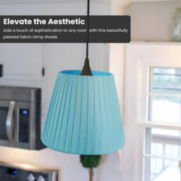 Light Blue  3Pack Fabric Coolie Lampshade 28Cm With Free A60 Led Bulb - thumbnail 4