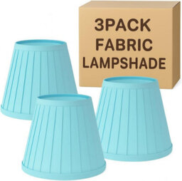 3 Pack Light Blue Fabric Coolie Lampshades 28Cm Ceiling Pendant Light Shades With A60 Led Bulb