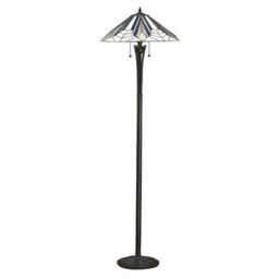 Luminosa Lighting Luminosa Astoria 2 Light Floor Lamp Black, Tiffany Style Glass, E27
