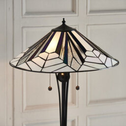 Luminosa Lighting Luminosa Astoria 2 Light Floor Lamp Black, Tiffany Style Glass, E27 - thumbnail 3