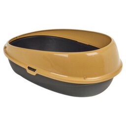 Urbn-Living Urbnliving Large Jumbo Oval Cat Litter Tray High-Sided, Deep Rim Open Toilet Box For Easy Cleaning - Mustard - thumbnail 3