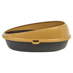 Urbn-Living Urbnliving Large Jumbo Oval Cat Litter Tray High-Sided, Deep Rim Open Toilet Box For Easy Cleaning - Mustard - thumbnail 1