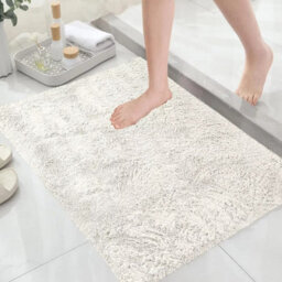 Ameha Cream Shaggy Door Mat 50X80 Cm For Bedroom Non Slip Soft Fluffy Thick Pile Small Rug Non-Shedding Easy To Clean - thumbnail 3