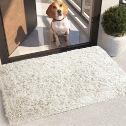 Ameha Cream Shaggy Door Mat 50X80 Cm For Bedroom Non Slip Soft Fluffy Thick Pile Small Rug Non-Shedding Easy To Clean - thumbnail 2