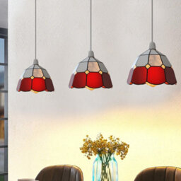 Tiffany Style Stained Glass Pendant Light Shade Easy Fit Replacement For Chandelier, Wall Sconce (Red) - thumbnail 6