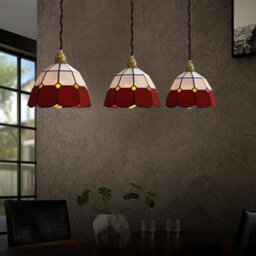 Tiffany Style Stained Glass Pendant Light Shade Easy Fit Replacement For Chandelier, Wall Sconce (Red) - thumbnail 2