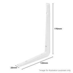 Pluto White Metal Steel Shelf Wall Brackets 120mm X 170mm X 25mm - 8 Pack - thumbnail 2