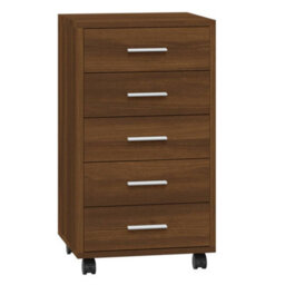 Berkfield Drawer Cabinet With Castors Brown Oak Engineered Wood - thumbnail 2