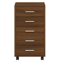 Berkfield Drawer Cabinet With Castors Brown Oak Engineered Wood - thumbnail 6