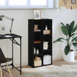 Berkfield Bookcase Black Oak 50X25X105 Cm Engineered Wood