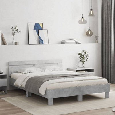 Berkfield Bed Frame With Led Without Mattress Concrete Grey 150X200 Cm King Size - image 1