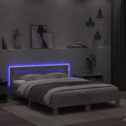 Berkfield Bed Frame With Led Without Mattress Concrete Grey 150X200 Cm King Size - thumbnail 4