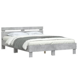 Berkfield Bed Frame With Led Without Mattress Concrete Grey 150X200 Cm King Size - thumbnail 3