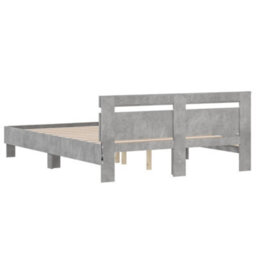 Berkfield Bed Frame With Led Without Mattress Concrete Grey 150X200 Cm King Size - thumbnail 9