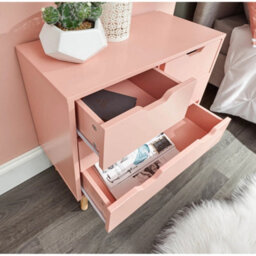 Coral Pink 2+2 Drawer Chest Of Drawers Scandinavian Style Bedroom - thumbnail 3