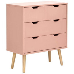 Coral Pink 2+2 Drawer Chest Of Drawers Scandinavian Style Bedroom - thumbnail 1