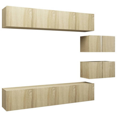 Berkfield Modern 6 Piece Tv Cabinet Set Sonoma Oak Engineered Wood - image 1