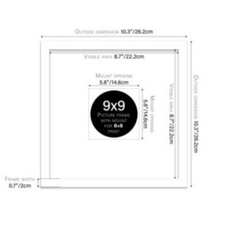 "9X9"" White Picture Frame - 9X9"" Square Frame With 6X6"" Mount For 9X9""/6X6"" Pictures Luxurious Style Photo Display, 1 Pack" - thumbnail 2