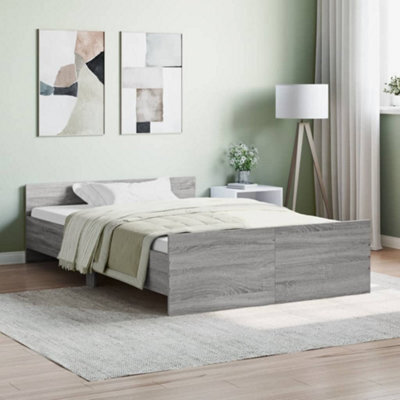 Berkfield Bed Frame With Headboard And Footboard Grey Sonoma 120X200 Cm - image 1