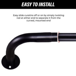 Bedlooms Matt Black Blackout Curtain Pole 28mm, Adjustable 160-300Cm Heavy Duty Metal Rod - thumbnail 3