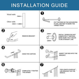 Bedlooms Matt Black Blackout Curtain Pole 28mm, Adjustable 160-300Cm Heavy Duty Metal Rod - thumbnail 9