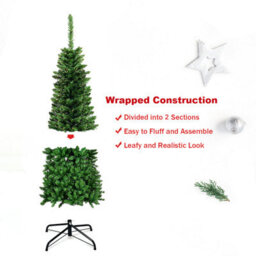 Shatchi 5Ft Prelit Green Pencil Christmas Tree Multicolour Leds With Metal Stand - thumbnail 5