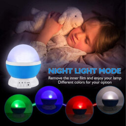 Cuqoo Baby Night Light Star Moon Projector Rotating Led Bedroom Nursery Child Sleep Lamp Blue 360 Degree - thumbnail 2
