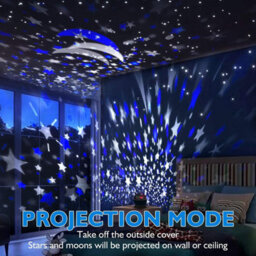 Cuqoo Baby Night Light Star Moon Projector Rotating Led Bedroom Nursery Child Sleep Lamp Blue 360 Degree - thumbnail 5