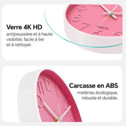 1 Pack Silent Wall Clock 25Cm Pink - Modern Design Without Ticking, Decorative For Children, Living Room, Bedroom, Kitchen, Office - thumbnail 6