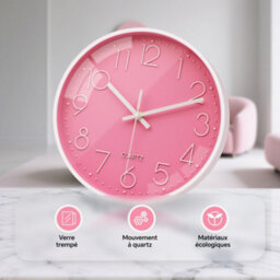 1 Pack Silent Wall Clock 25Cm Pink - Modern Design Without Ticking, Decorative For Children, Living Room, Bedroom, Kitchen, Office - thumbnail 4