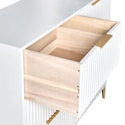 Wyld And Coco Luxecasa White Six-Drawer Chest With Fluted Fronts And Gold Handles, W108 X D40 X H89Cm - thumbnail 7