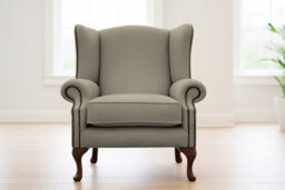 Somnior Beds Eden Wingback Accent Armchair Stone Sherpa Fabric - Handcrafted In The Uk - thumbnail 2