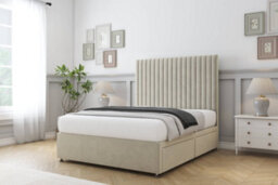 "Sloomy Manhattan Cream Plush Divan Bed With Mattress 4 Drawers With 26"" Strutted Headboard 5' King" - thumbnail 2
