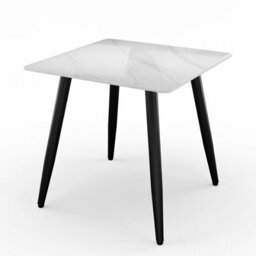 Urbn-Living Urbnliving 80Cm Width Gloss White Modern 4 Seater Ceramic Square Shape Top Kitchen & Dining Room Table - thumbnail 5