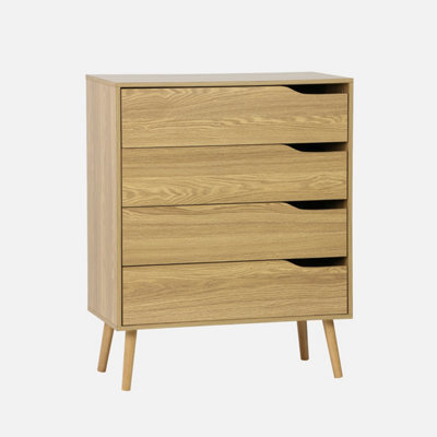 Sweeek - 4-Drawer Chest With Walnut Wood Effect Ash Effect 80X40X99 Cm - Nepal - image 1