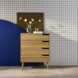 Sweeek - 4-Drawer Chest With Walnut Wood Effect Ash Effect 80X40X99 Cm - Nepal - thumbnail 4