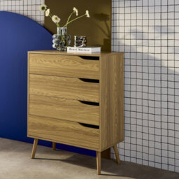 Sweeek - 4-Drawer Chest With Walnut Wood Effect Ash Effect 80X40X99 Cm - Nepal - thumbnail 5