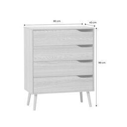 Sweeek - 4-Drawer Chest With Walnut Wood Effect Ash Effect 80X40X99 Cm - Nepal - thumbnail 7