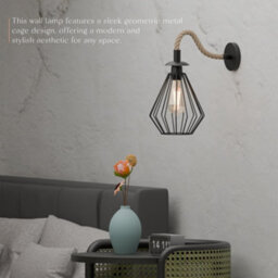 Retro Hemp Rope Wall Sconce Lamp Rustic Industrial E27 Base Metal Shade Wall Mounted Lighting Fixture  With Bulb - thumbnail 2
