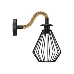 Retro Hemp Rope Wall Sconce Lamp Rustic Industrial E27 Base Metal Shade Wall Mounted Lighting Fixture  With Bulb - thumbnail 6