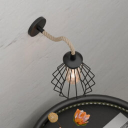 Retro Hemp Rope Wall Sconce Lamp Rustic Industrial E27 Base Metal Shade Wall Mounted Lighting Fixture  With Bulb - thumbnail 5
