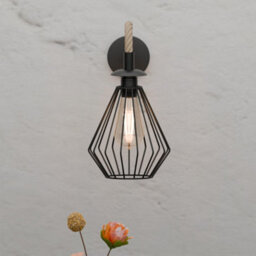Retro Hemp Rope Wall Sconce Lamp Rustic Industrial E27 Base Metal Shade Wall Mounted Lighting Fixture  With Bulb - thumbnail 4