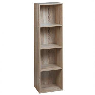 Urbn-Living Urbnliving Height 106Cm 4 Shelf Wooden Bookcase Shelving Colour Antique Oak Display Storage Shelf Unit Shelves - image 1