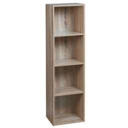 Urbn-Living Urbnliving Height 106Cm 4 Shelf Wooden Bookcase Shelving Colour Antique Oak Display Storage Shelf Unit Shelves - thumbnail 1