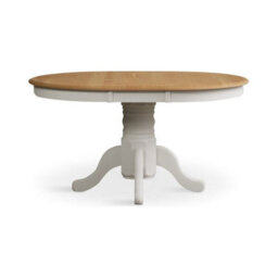 Furniture 48 Extending Whatley Oak And Signal White Painted Pedestal Dining Table - thumbnail 3