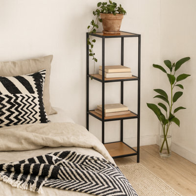 Wyld Haus El Paso Narrow Bookcase Black Metal Frame With Wild Oak Shelves - image 1