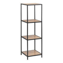 Wyld Haus El Paso Narrow Bookcase Black Metal Frame With Wild Oak Shelves - thumbnail 2