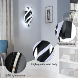 Pheashine Wall Lights ,modern Black Led Wall Light, 22W,white 6500K Aluminum And Acrylic For Bedroom Living Room Hallway - thumbnail 4